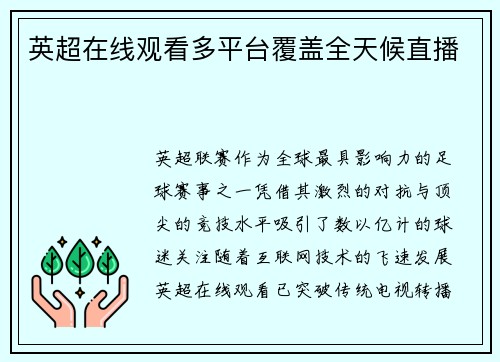 英超在线观看多平台覆盖全天候直播