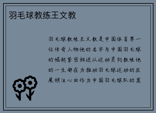 羽毛球教练王文教